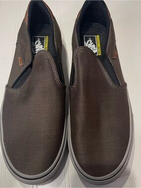 Vans Asher Deluxe Walnut/Grey Textile Men's Slip On Shoes Sneaker  Size 13